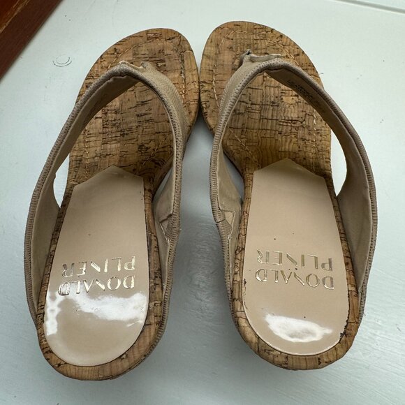 Donald J Pliner Neutral Cork Wedge Sandals – Elastic Upper - Picture 2 of 5